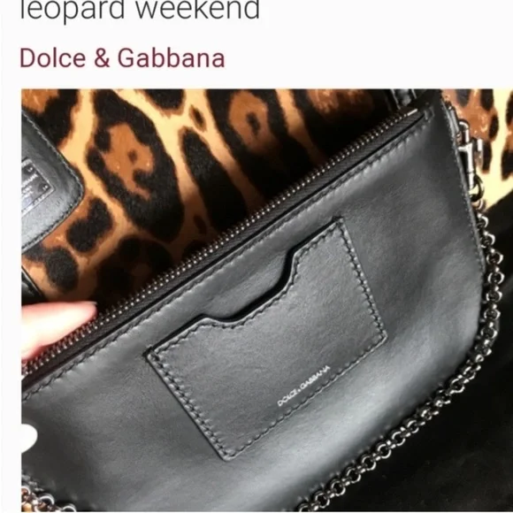 DOLCE & GABANA PONY HAIR -Leopard Print Tote Bag with Black Accents - Picture 7 of 12